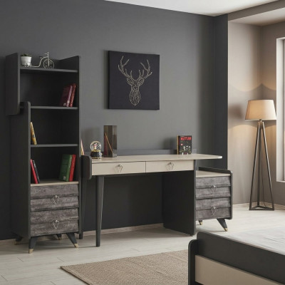 Moderne mobilier de chambre en bois gris de luxe et élégant.