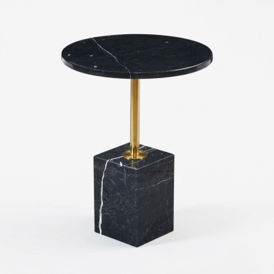 Table basse ronde de haute qualité de couleur noire élégante, nouvelle et luxueuse.