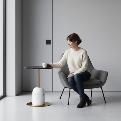 Table d'appoint luxueuse en marbre moderne Table basse Table basse Salon