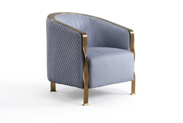 Moderne Chaise Rembourrée en Tissu Gris de Luxe Furniture TV Sofa Club Chair en Métal
