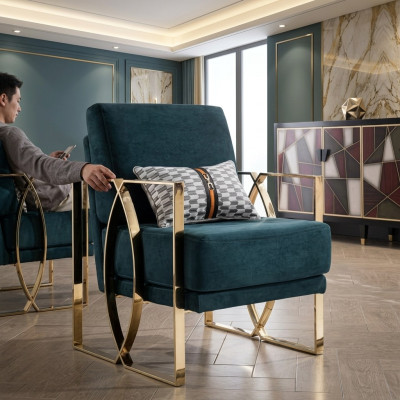 Fauteuil luxueux design moderne Vert Fauteuil de relaxation Siège de luxe Salle d'attente nouvelle