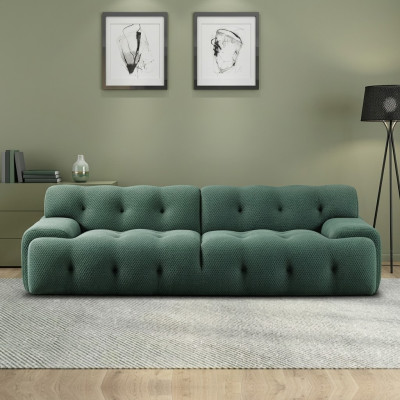 exclusif, luxueux canapé 3 places tissu siège moderne meubles en textile couleur verte
