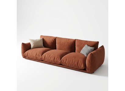 Canapé 3 places en tissu et en bois, marron moderne. Canapé rembourré de luxe, nouveau.