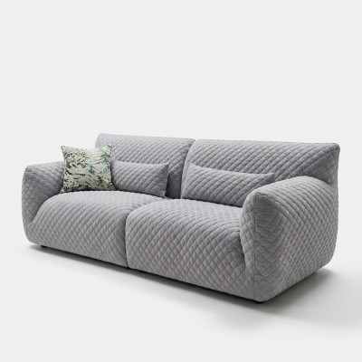 Salon Canapé 3 places Gris Rembourrage Canapés Design Bois Textile Moderne nouveau