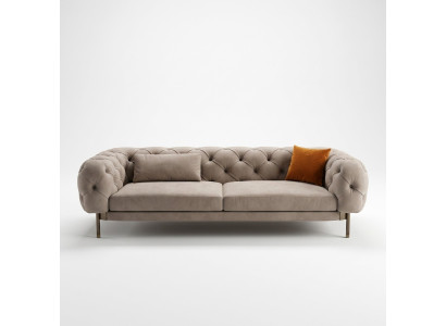 Canapé 3 places luxueux Beige Revêtement en tissu Canapés Design Imitation cuir neufs Modernes