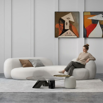 Canapé moderne 3 places blanc de haute qualité Tissu de design de canapés Rembourrage élégant nouveau