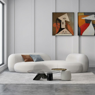Canapé moderne 3 places blanc de haute qualité Tissu de design de canapés Rembourrage élégant nouveau