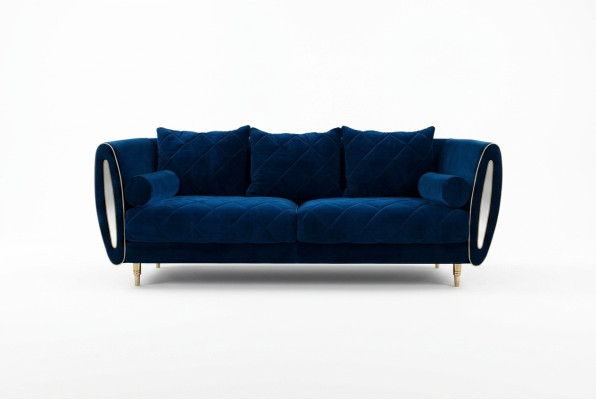 Design Canapé relax 3 places bleu Canapé Tissu Canapé en tissu