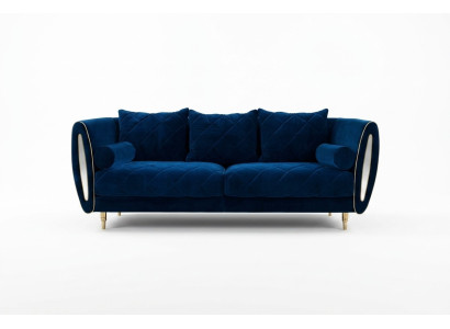Design Canapé relax 3 places bleu Canapé Tissu Canapé en tissu
