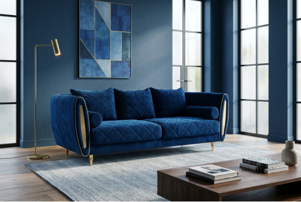 Design Bleu 2 places Relax Sofas Canapé Tissu d'ameublement Canapé Tissu Canapés