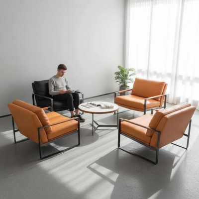 Fauteuil rembourré 2 places Design moderne Fauteuil en cuir Lounge Salon de luxe