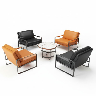 Fauteuil rembourré 2 places Design moderne Fauteuil en cuir Lounge Salon de luxe