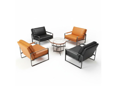 Fauteuil rembourré 2 places Design moderne Fauteuil en cuir Lounge Salon de luxe