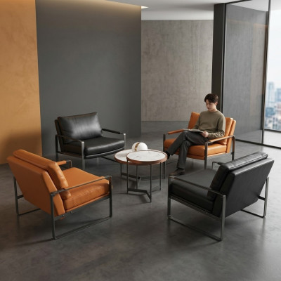 élégant 4x Fauteuil Rembourrage Siège Design Moderne Fauteuil en Cuir Lounge de Luxe