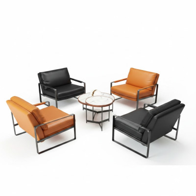 élégant 4x Fauteuil Rembourrage Siège Design Moderne Fauteuil en Cuir Lounge de Luxe