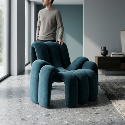 Stylischer Sessel Grün Couch 1 Sitzer moderner luxuriöser Sessel Textil neu