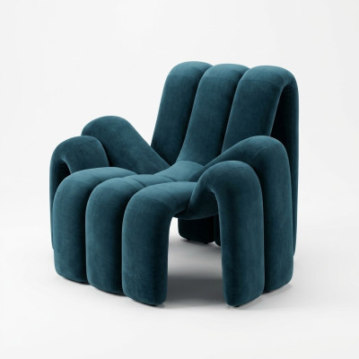 Stylischer Sessel Grün Couch 1 Sitzer moderner luxuriöser Sessel Textil neu