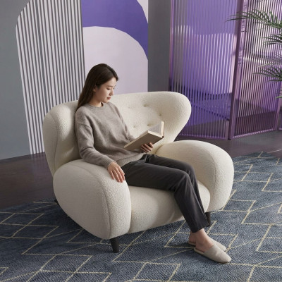 Fauteuil moderne et élégant Blanc Fauteuil Télé Canapé 1 place Textile