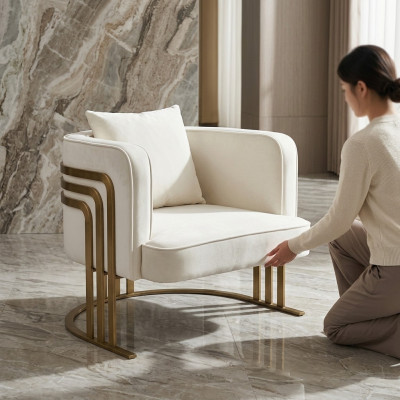 Fauteuil textile de haute qualité, fauteuil blanc élégant, fauteuil moderne, canapé télévision