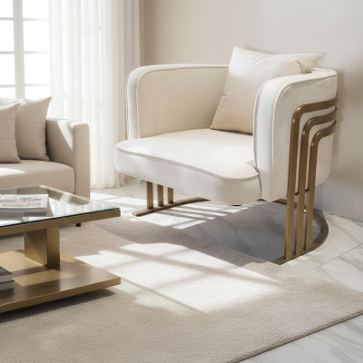 Fauteuil textile de haute qualité, fauteuil blanc élégant, fauteuil moderne, canapé télévision
