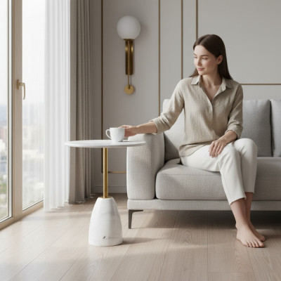 Table basse design de luxe en marbre Table d'appoint Tables d'appoint Salon Rond Nouveau