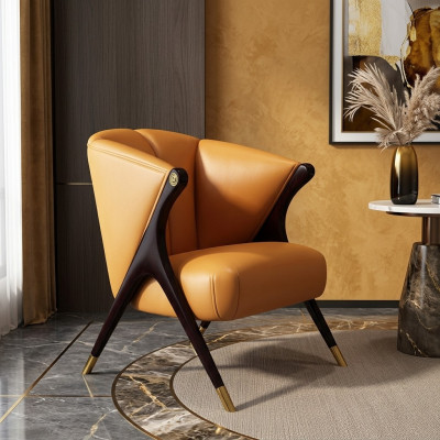Conception fauteuil luxueux orange Chaise de canapé 1 place TV en similicuir