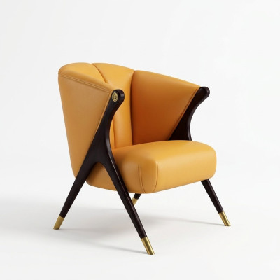 Conception fauteuil luxueux orange Chaise de canapé 1 place TV en similicuir