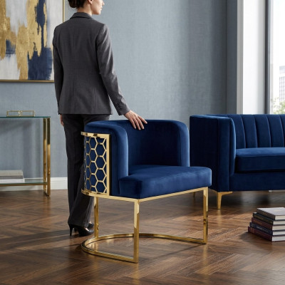 Chaise moderne Salle à manger Fauteuils de club Chaise rembourrée Fauteuil bleu.new Salon