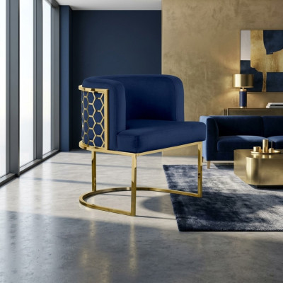 Chaise moderne Salle à manger Fauteuils de club Chaise rembourrée Fauteuil bleu.new Salon