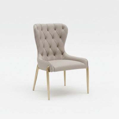Chaise métallique un place de luxe Chesterfield beige, chaises modernes pour salle à manger.