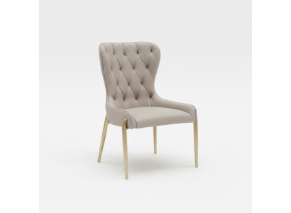 Chaise métallique un place de luxe Chesterfield beige, chaises modernes pour salle à manger.