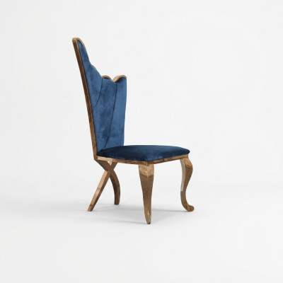 Chaise de fauteuil élégante bleue avec revêtement de siège en tissu en métal de design moderne