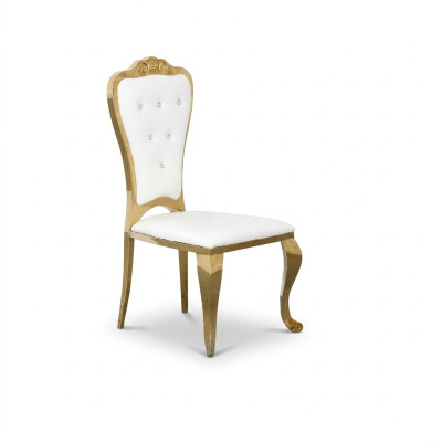Style moderne Fauteuil élégant Chaise Blanche Tissu d'Assise en Métal Textile