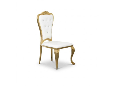 Style moderne Fauteuil élégant Chaise Blanche Tissu d'Assise en Métal Textile