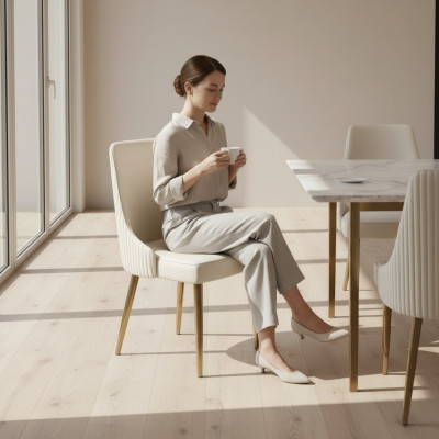 Style moderne Fauteuil élégant Chaise Blanc Siège Rembourrage Métal nouveau