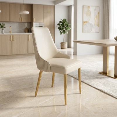 Style moderne Fauteuil élégant Chaise Blanc Siège Rembourrage Métal nouveau