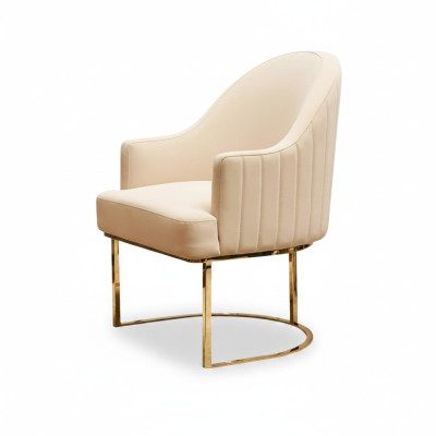 Chaises de salle à manger Salon luxueux Chaise beige avec métal Moderne nouvelle