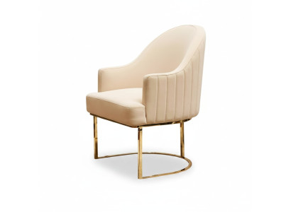 Chaises de salle à manger Salon luxueux Chaise beige avec métal Moderne nouvelle
