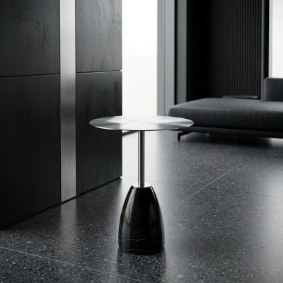 Table d'appoint ronde gris Table basse Commode de chambre Table Console