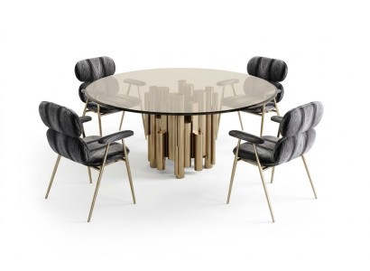 Table de designer Or Table de salle à manger Ronde en verre Tables rondes modernes luxueuses