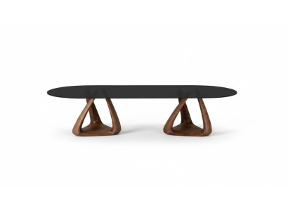 Table à manger noire de designer - Meubles de salle à manger de luxe - Dessus en bois ovale