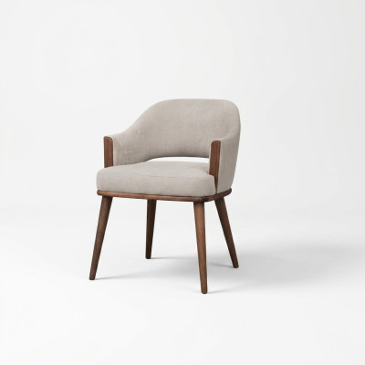 Chaise rembourrée beige avec cadre en bois chaise de cuisine accoudoirs chaise