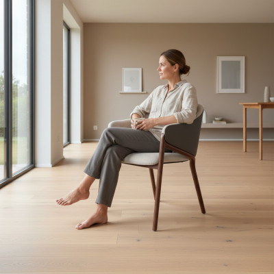 Chaise de salle à manger taupe design, cadre en bois, luxe, rembourrage, fauteuils 1 place