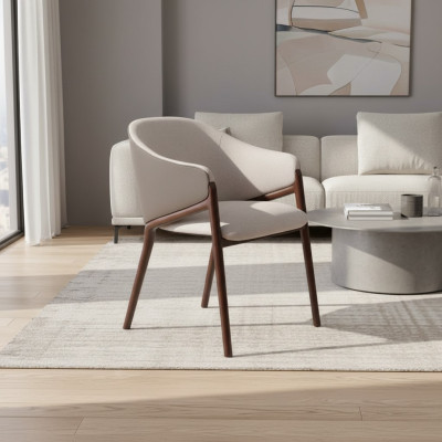 Chaise de salle à manger taupe design, cadre en bois, luxe, rembourrage, fauteuils 1 place