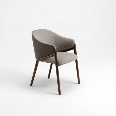Chaise de salle à manger taupe design, cadre en bois, luxe, rembourrage, fauteuils 1 place