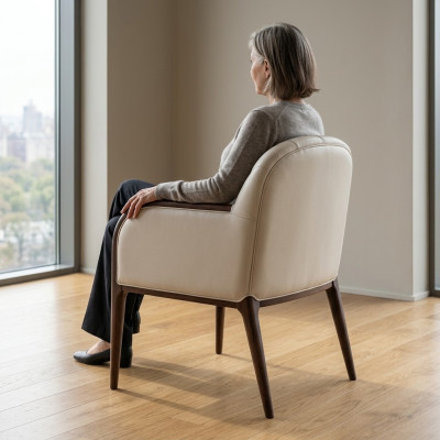 Chaise de bras design blanc de luxe Chaise en bois Rembourrage Meubles Chaises Chaise