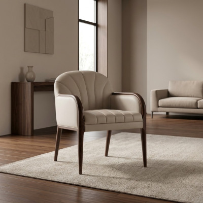 Chaise de bras design blanc de luxe Chaise en bois Rembourrage Meubles Chaises Chaise