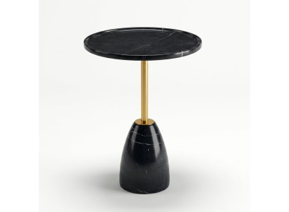 Table d'appoint noire élégante en marbre, table basse moderne luxueuse.