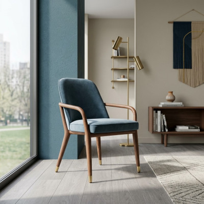 Chaise de salle à manger de concepteur bleue Chaise de salle à manger Meubles de cuisine Chaise de cuisine Fauteuil inclinable