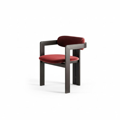 Chaise de salle à manger de luxe en rouge Cadre en bois Garniture design Siège simple En textile